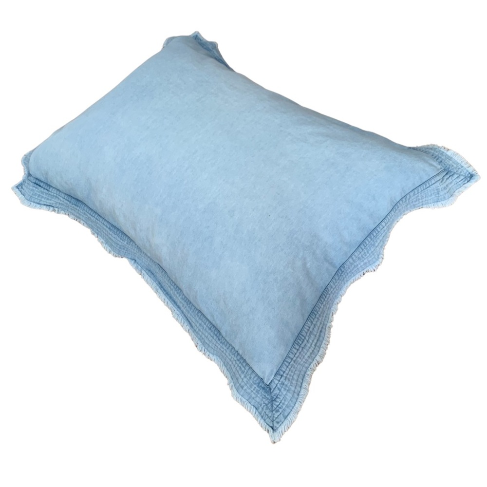 Pottery Barn denim washed frayed blue pillow cover 20 x 26 inches